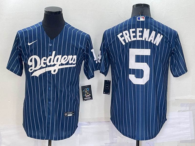 Men's Los Angeles Dodgers #5 Freddie Freeman Navy Cool Base Stitched Jersey